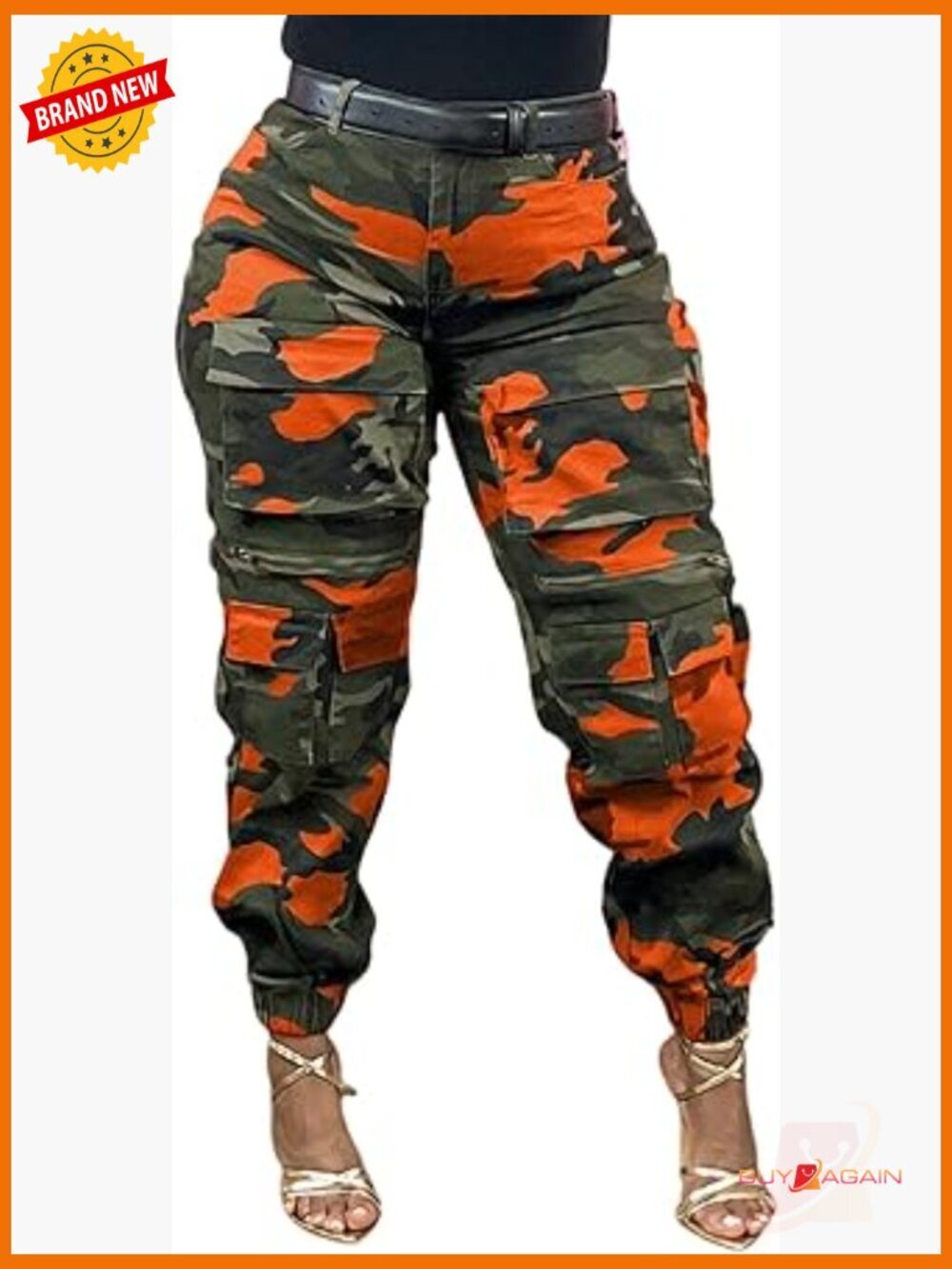 High Waisted Baggy Wide Leg Camo Cargo Joggers Multi Pockets Y2K Army Fatigue - Picture 1 of 7